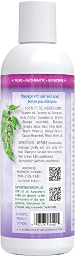 Auromere Ayurvedic Pre-Shampoo Conditioner - All Natural Hair Conditioning Oil for All Types of Hair w/Sesame Oil, Coconut Oil, Ginger Lily, Castor Leaf, Exctracts of Neem and More - 7 fl oz