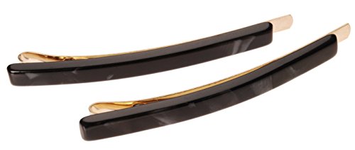 France Luxe Bobby Pin Pair on Gold Wire - Nacro Black