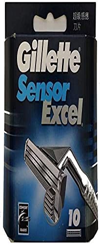 Gillette Sensor Excel Shaving Cartridges for Men Quantity: 10 (Packaging May Vary)
