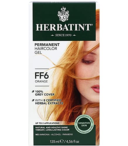 Herbatint Permanent Haircolor Gel, FF6 Orange, Alcohol Free, Vegan, 100% Grey Coverage - 4.56 oz