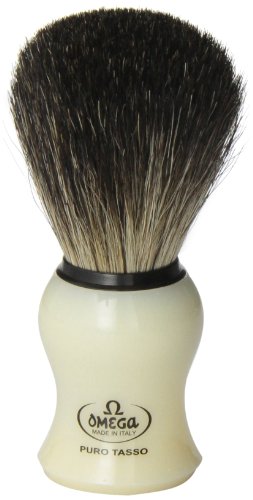 Omega 13109 Creamy Curved Handle Pure Badger Shaving Brush
