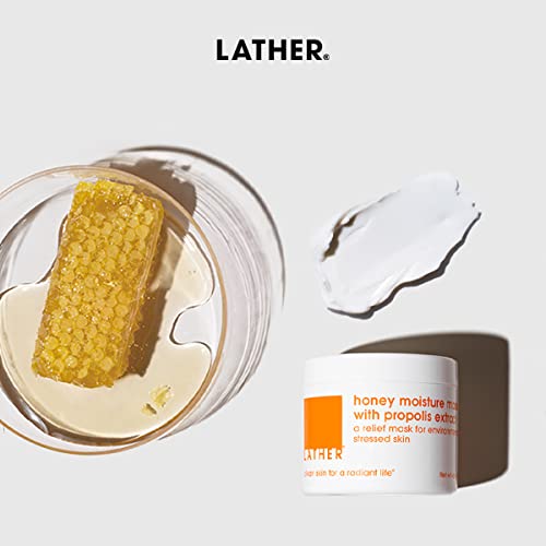 LATHER Honey Moisture Mask With Propolis Extract | Face Mask | Hydrating Face Mask For Combination, Mature & Dry Skin | Facial Skin Care Products | Beauty Products | Self Care | 4 Oz