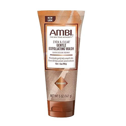 Ambi Even & Clear Gentle Exfoliating Wash I With Oat and Sea Whip | Salicylic Acid Acne Treatment | Helps Clear & Prevent Breakouts | Exfoliates to Help Smooth Skin Tone & Texture | 5 Ounce