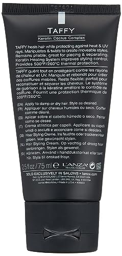 L'ANZA Healing Style Taffy - Hair Styling Cream Gel with Medium Hold Effect - Nourishes and Refreshes the Hair While Styling, With Keratin, Alcohol-free, and UV Rays Protection (2.5 Fl Oz)