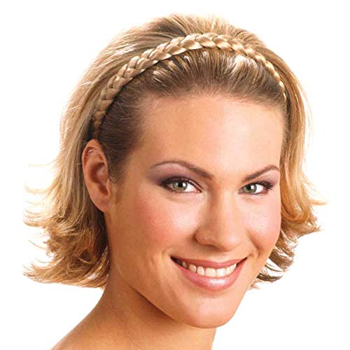 Mia Thick Braidie, Classic Braided Headband, Hair Accessory made of Synthetic Wig Hair on Elastic Rubber Band for Women, Teens, Girls - Blonde
