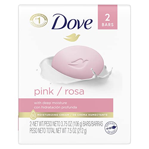 Dove Beauty Bar for Softer Skin Pink More Moisturizing than Bar Soap 3.75 oz 2 Bars
