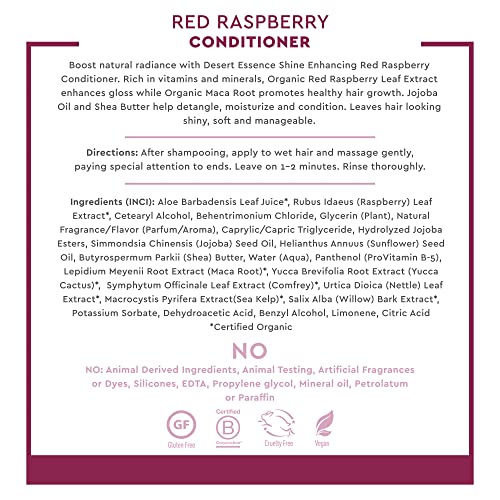 Desert Essence Red Raspberry Conditioner - 8 Fl Ounce - Shine Enhancing - Vitamin A & C - Smooth & Silky - Strengthing - Shea Butter - Calcium & Magnesium - Vitamin B5