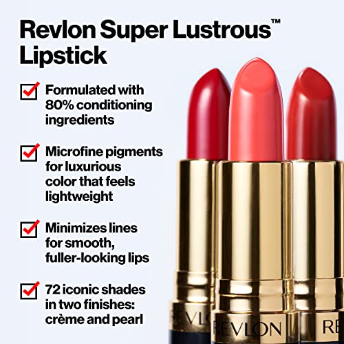 Revlon Super Lustrous Lipstick, High Impact Lipcolor with Moisturizing Creamy Formula, Infused with Vitamin E and Avocado Oil in Berries, Rum Raisin (535) 0.15 oz
