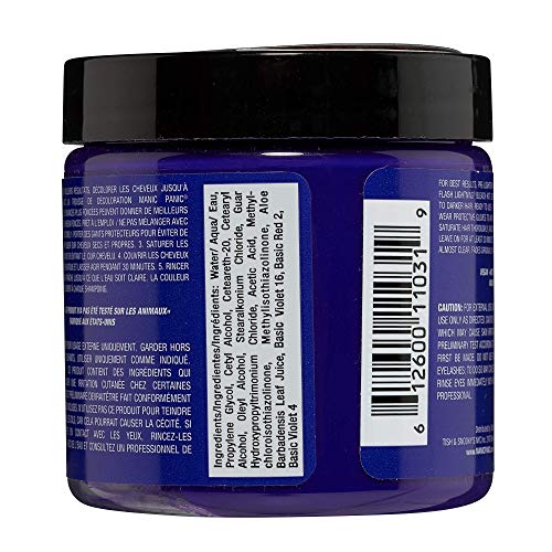 MANIC PANIC Ultra Violet Hair Dye - Classic High Voltage - Semi Permanent Cool, Blue-toned Violet Hair Color - Vegan, PPD And Ammonia Free (4oz)