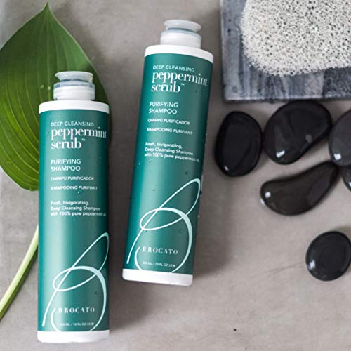 Brocato Peppermint Scrub Purifying Shampoo, Deep Cleansing, 10 Oz. | Fresh, Invigorating, & Lightweight with Pure Peppermint Oil | Ideal for Oily to Normal Hair Types | Sulfate & Paraben Free