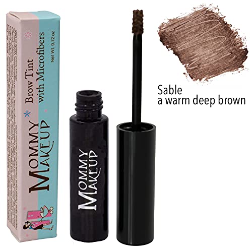 Mommy Makeup Brow Tint with Microfibers. Eyebrow Makeup - Long Lasting Eyebrow Gel. Clump-Free, Paraben-free, Talc-free, Made in USA. PETA Certified No Animal Testing - Sable