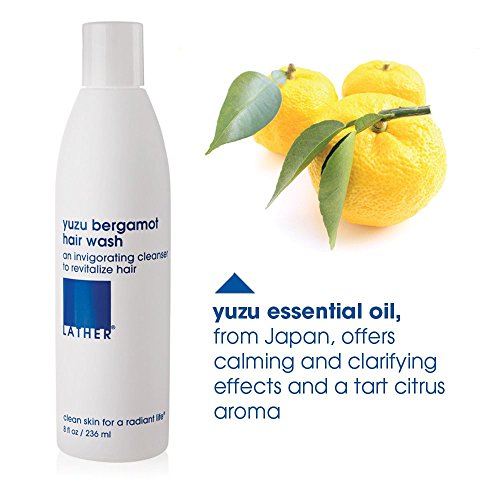 LATHER Yuzu Bergamot Hair Wash | Essential Oils Shampoo | Shampoo For Men & Women | Natural, Organic & Sulfate Free Shampoo | Hair Products For All Hair Types | Self Care | 8 Fl Oz Bottle