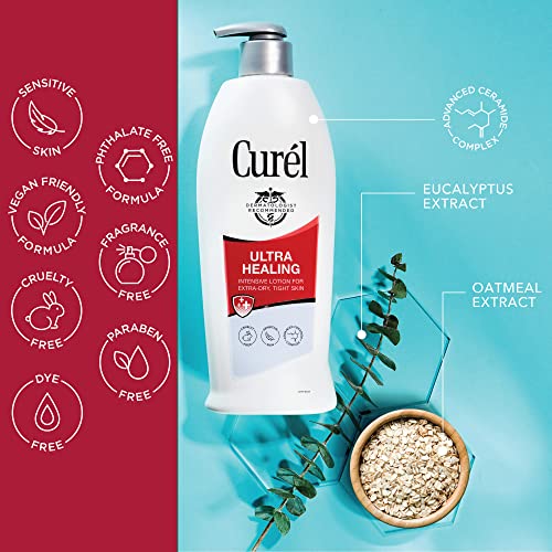 Curél Ultra Healing Lotion, Hand and Body Moisturizer for Extra Dry Skin, with Advanced Ceramide Complex and Hydrating Agents, for Tight Skin, 20 Ounces