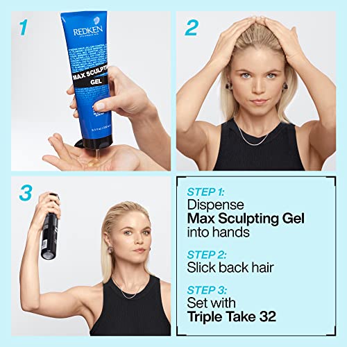 Redken Max Sculpting Gel | For All Hair Types | Provides Body & High Shine Finish | Long-Lasting Shape Styling | Flake-Free Control & Added Thickness | Maximum Hold | 8.8 Oz