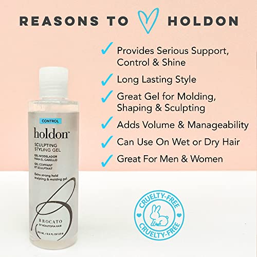 Brocato Holdon Control Sculpting Styling Gel, 8.5 Fl Oz | Extra Strong Hold Scalping, Shaping, & Molding Gel | For All Hair Types Men & Women