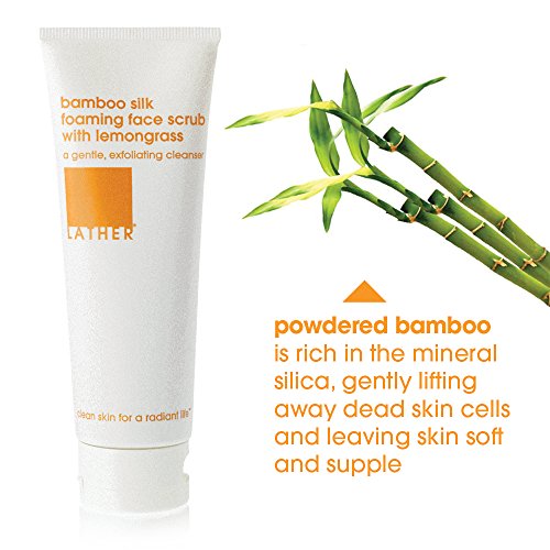 LATHER Bamboo Silk Foaming Face Scrub With Lemongrass Exfoliating Face Wash | Face Wash | Beauty | Skin Care | Face Exfoliator | Natural Face Wash | Facial Skin Care Products | Self Care | 4 Fl Oz