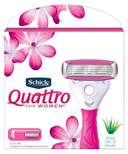 Schick Quattro for Women Ultra Smooth Razor Blade Refills Enhanced with Aloe & Vitamin E, 4 Blades