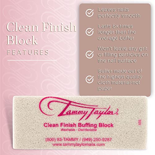 Tammy Taylor Clean Finish Buffing Block | Professional Washable Cloth Buffing Material | Smooths Ridges to Prevent Snags, Cracks, and Breaks
