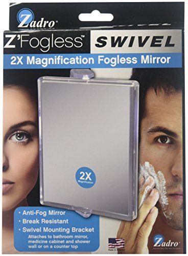 Zadro 2X Mag Z Fogless Swivel Shower Mirror with Dual Suction Cup, 6-Inch,Clear Acrylic,7" x 5.75" / 2X,ZM05